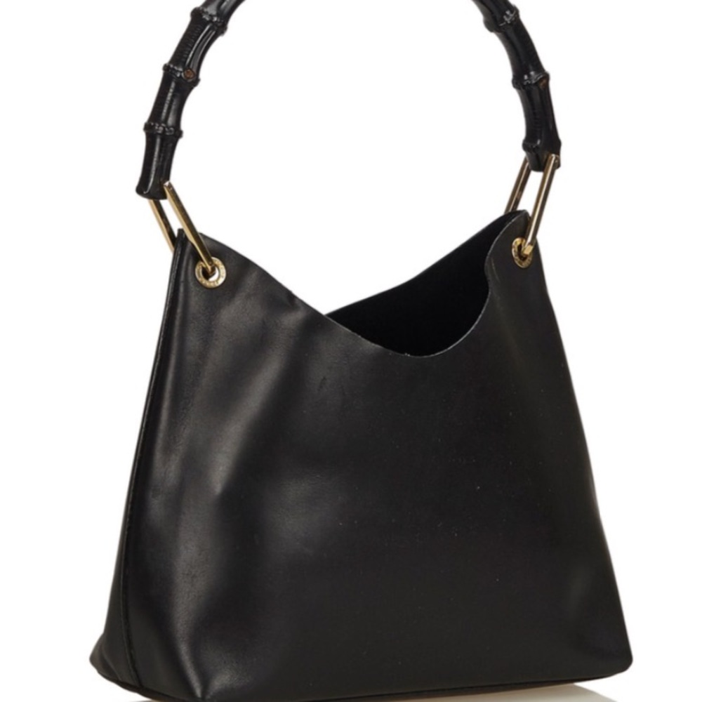 Gucci vintage bamboo leather shoulder bag!!